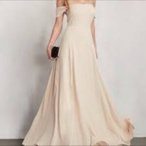 Reformation Isadora gown in champagne